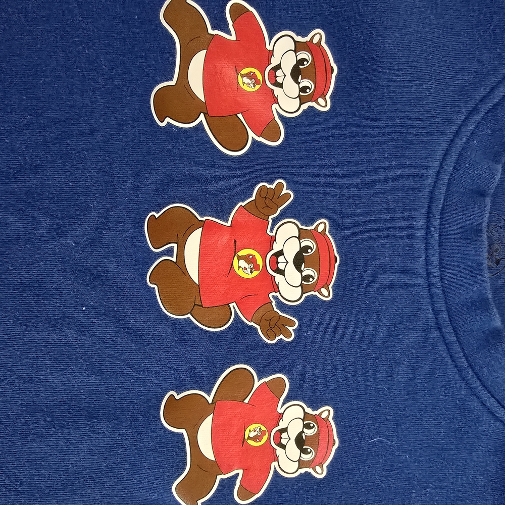 Vibrant Blue and Red Cartoon Print Short Sleeve Tee